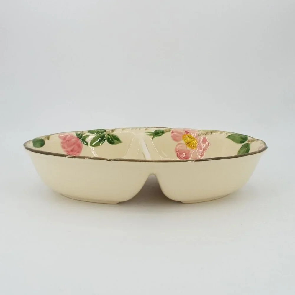 Vintage Franciscan Desert Rose Earthenware Oval Divided Serving Dish